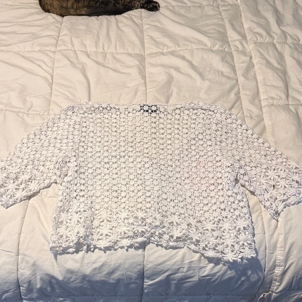 Rabbit Rabbit Rabbit White Crochet Cardigan - Picture 3 of 6
